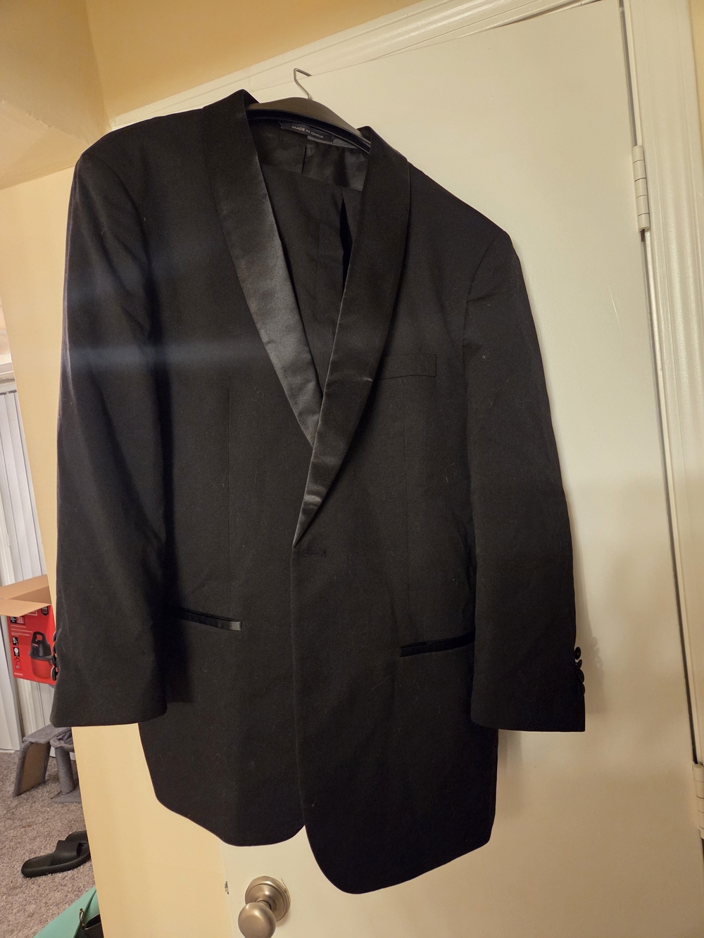 Men's Black Satin Shawl Collar Tuxedo Jacket